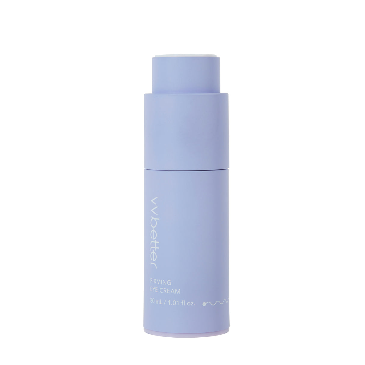 Flacone verticale color lavanda del vvbetter Firming Eye Cream da 30 ml / 1.01 fl.oz., su sfondo bianco.
