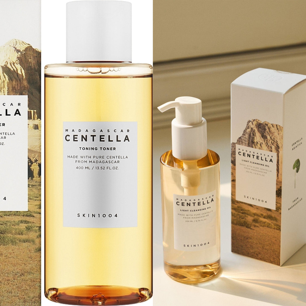 Skin1004 Set Doppia Detersione alla Centella – Olio Micellare + Tonico Esfoliante PHA
