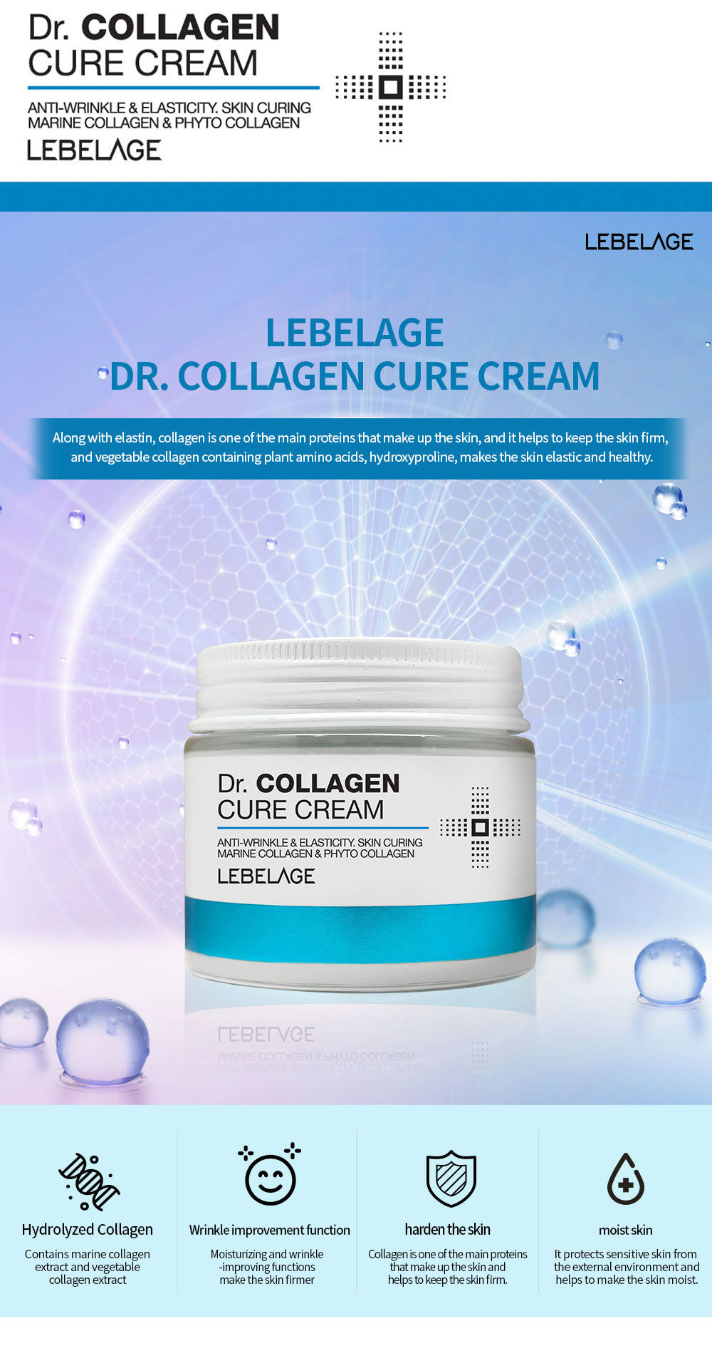 LEBELAGE Dr.  Collagen cure cream- Crema viso al collagene