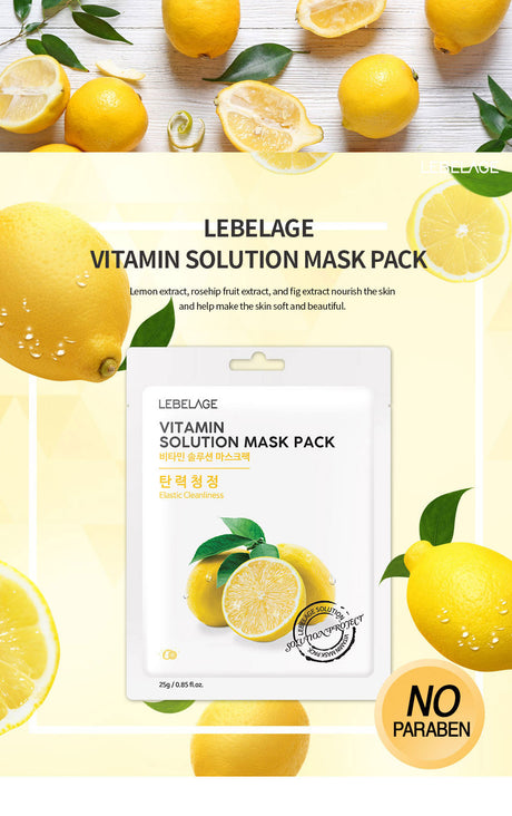 🍋 Lebelage Vitamin Solution Mask Pack – Maschera Illuminante al Limone