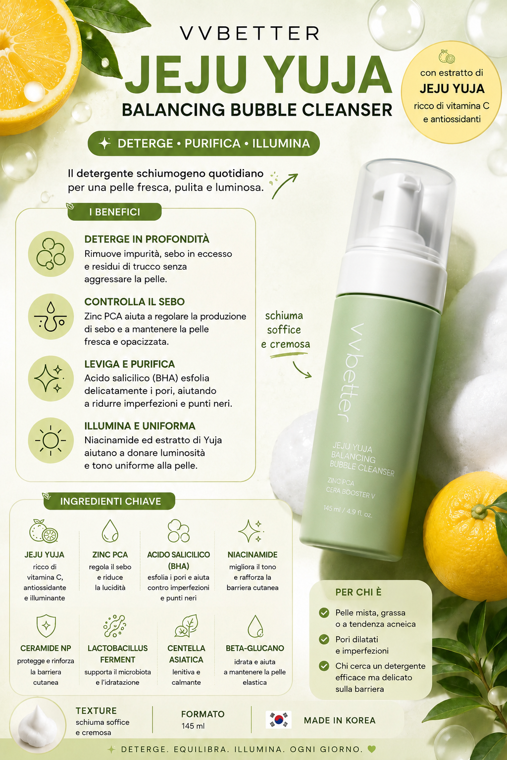 JEJU YUJA BALANCING BUBBLE CLEANSER 145 ML