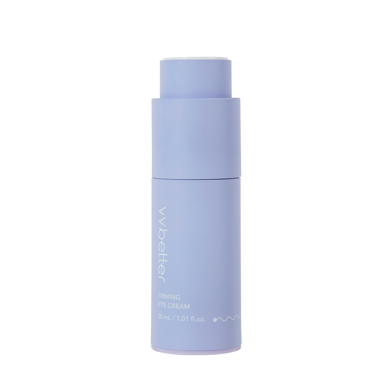 Flacone verticale color lavanda del vvbetter Firming Eye Cream da 30 ml / 1.01 fl.oz., su sfondo bianco.


