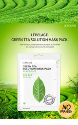 🍃 Lebelage Green Tea Solution Mask – Maschera Viso Rinfrescante e Lenitiva
