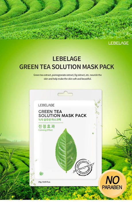 🍃 Lebelage Green Tea Solution Mask – Maschera Viso Rinfrescante e Lenitiva
