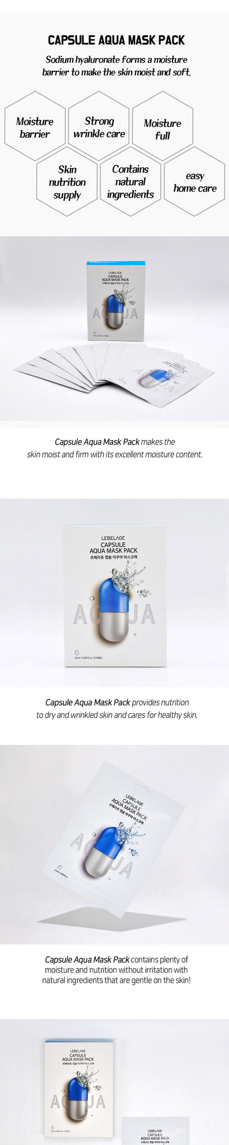 Lebelage Capsule Aqua Mask Pack - 10 maschere monouso x 25 ml