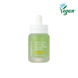 Flacone del siero viso Jeju Yuja Succinic Balancing Serum di VVBETTER con pipetta contagocce su sfondo grafico. La formula, a base di estratto di yuja dell’isola di Jeju e acido succinico, aiuta a riequilibrare la pelle, migliorare la luminosità dell’incarnato e affinare la grana cutanea. Texture leggera ad assorbimento rapido, ideale per skincare routine illuminanti e purificanti.