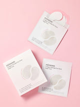 Tre confezioni Mixsoon Collagen Hydrogel Eye Patch Single Pack disposte su sfondo chiaro, con patch occhi in idrogel visibili sulla grafica
