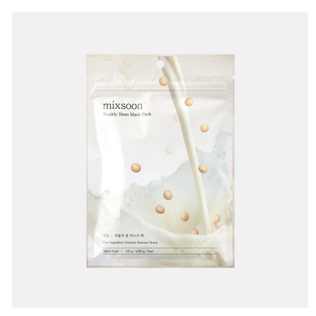 Mixsoon Weekly Bean Mask Pack maschera viso coreana ai fagioli con ingredienti fermentati su sfondo chiaro
