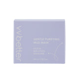 Confezione della vvbetter Gentle Purifying Mud Mask da 60 mL, in tonalità lilla chiaro. Sul fronte sono elencati gli ingredienti principali: Kaolin, Bakuchiol e Squalane. Il design minimalista e moderno enfatizza l'estetica pulita del marchio.